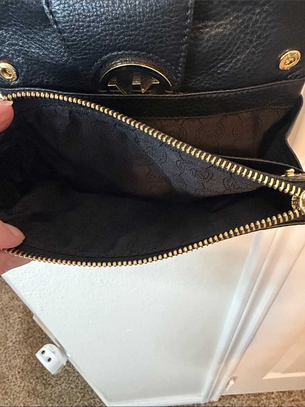 Michael Kors Black Leather Crossbody with Gold Accents - Picture 5 of 9